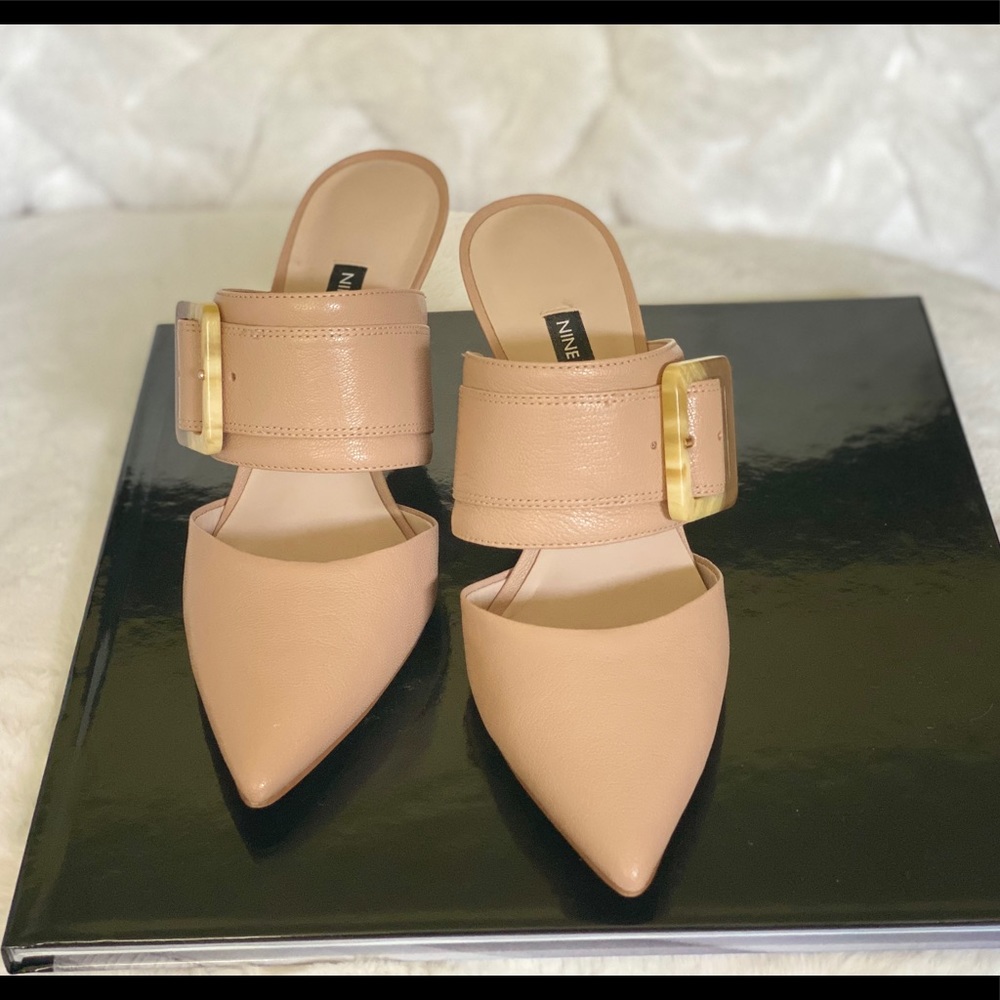 Beige Mule Slip-on Heels